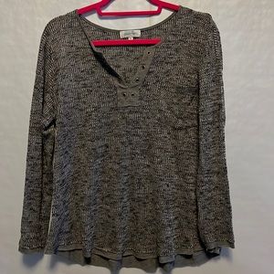 Grace & Lace black and grey ribbed pocket henley